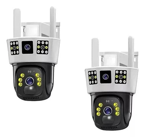 Camara exteriores 3 lente con panel solar y sensor de movimiento robotica