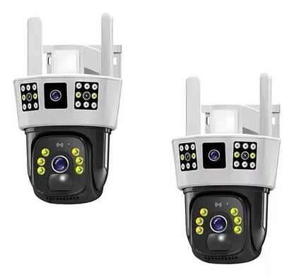 Camara exteriores 3 lente con panel solar y sensor de movimiento robotica